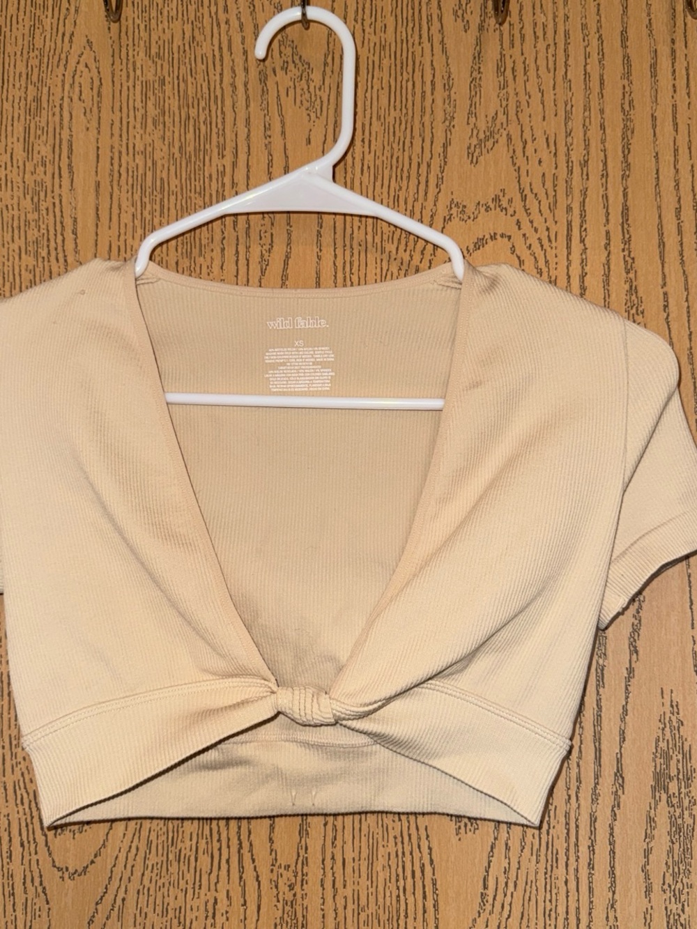 wild fable Cream Knot-Front Ribbed Crop Top
